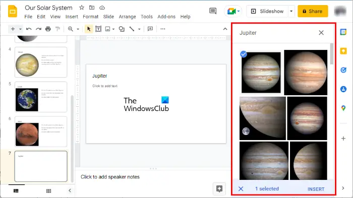 Insert images from web Google Slides