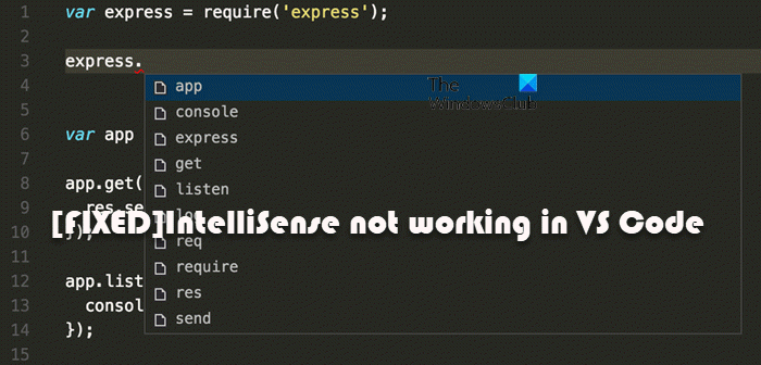 IntelliSense not working in VS Code