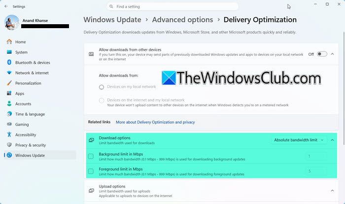 Limit Absolute bandwidth that can be used to download Windows Updates