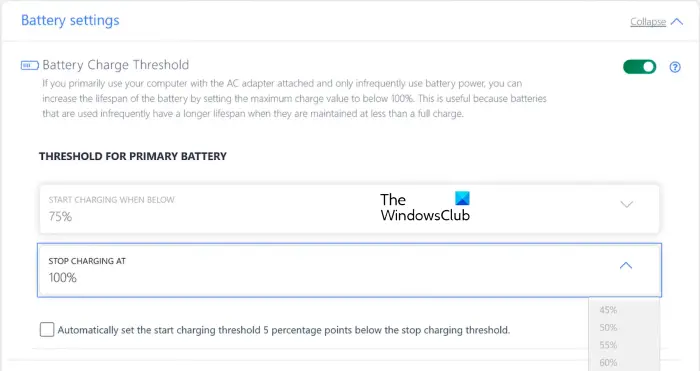 Limit battery charge in Lenovo laptops