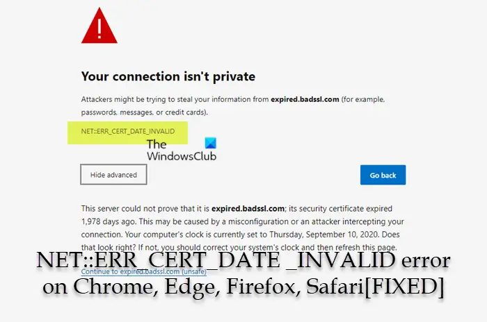 NET::ERR_CERT_DATE _INVALID error on Chrome