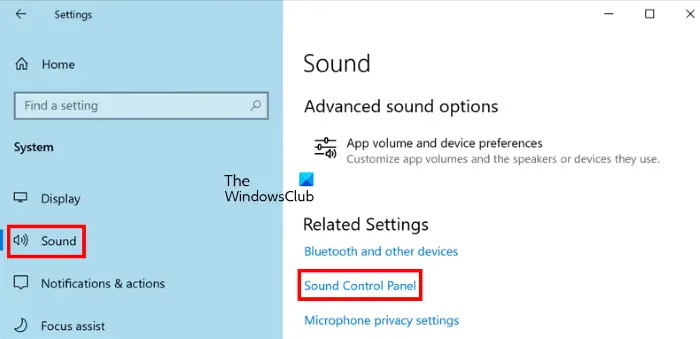 Open Sound Control Panel Windows 10