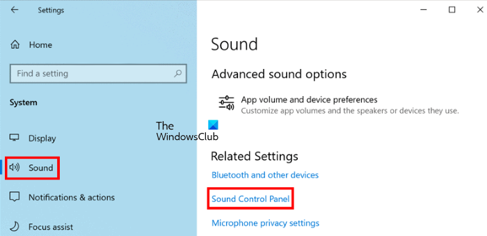 Open Sound Control Panel Windows 10