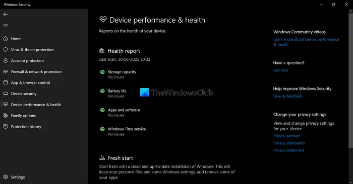 PC Health Windows Security