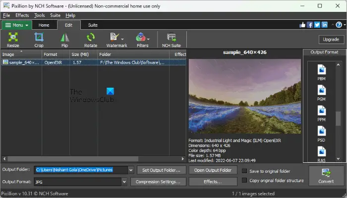 Pixillion image converter and editing software