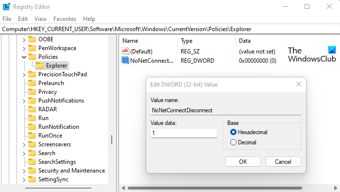 Remove the Map network drive through the Registry Editor