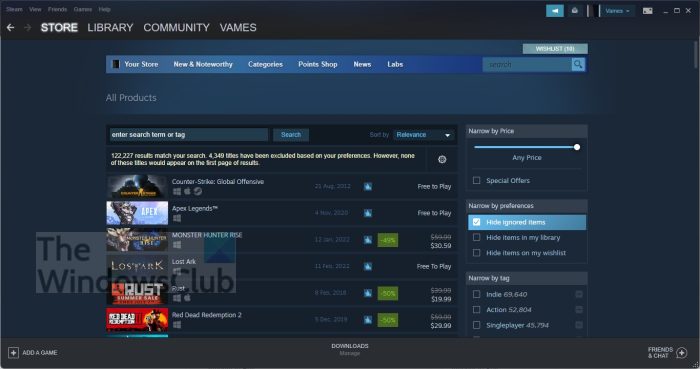 Steam Search Feature