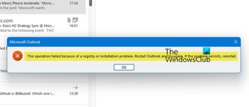 The Operation Failed Because Of A Registry Or Installation Problem 