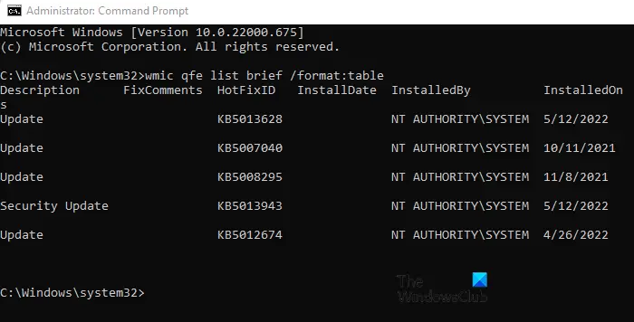 Uninstall Windows Update using the Command Prompt