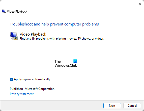 Video Playback Troubleshooter