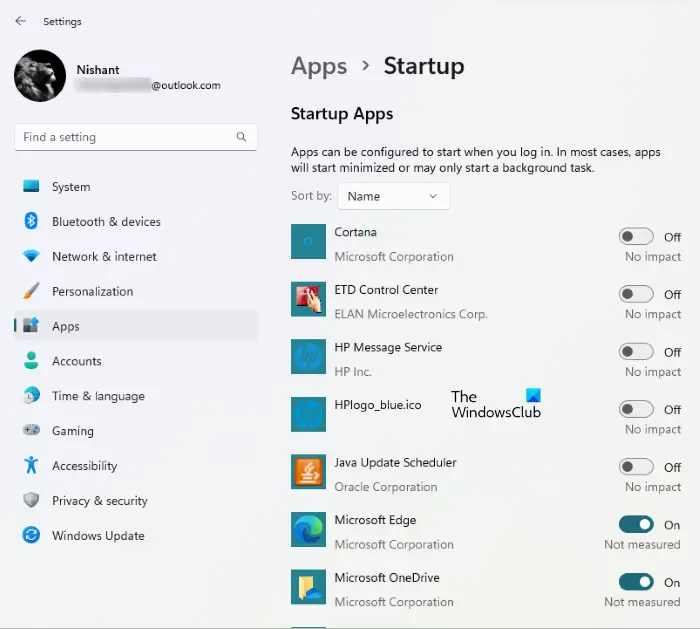 View a list of all startup apps