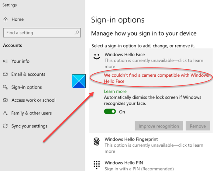 Nous N'Avons Pas Trouvé D'Appareil Photo Compatible Avec Windows Hello Face 1 Nous N'Avons Pas Trouvé D'Appareil Photo Compatible Avec Windows Hello Face
