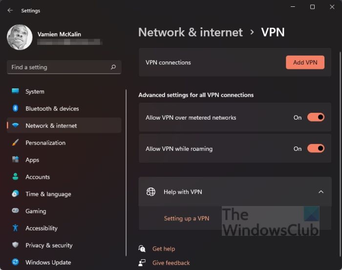 Windows Add VPN