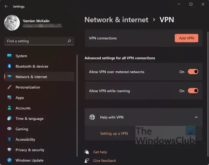 Windows Aggiungi VPN