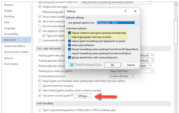 How to adjust sentence, word, and paragraph spacing automatically while pasting in Word