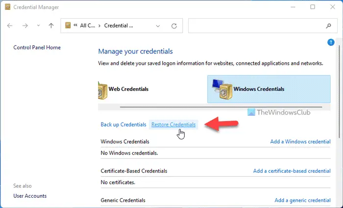 How to backup Credentials in Windows 11