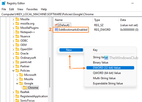 create editbookmarksenabled dword value