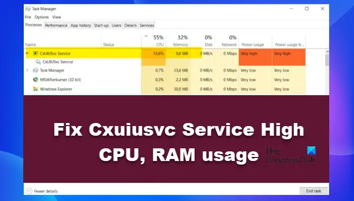 Fix Cxuiusvc Service High CPU, RAM usage on Windows 11/10