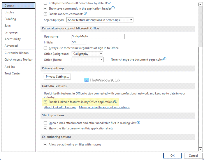 How to enable or disable LinkedIn Resume Assistant in Word