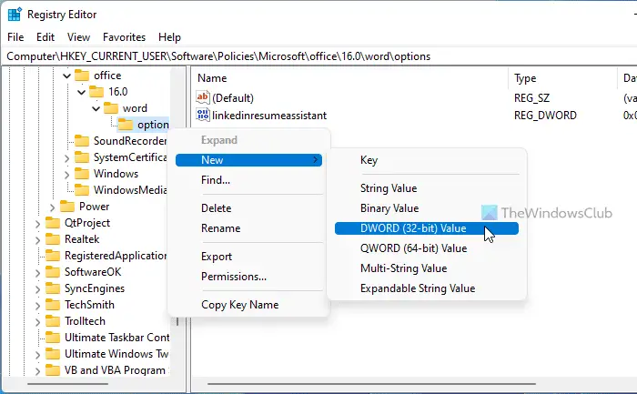How to enable or disable LinkedIn Resume Assistant in Word