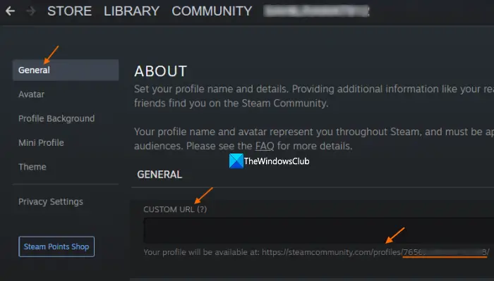 find steam id from edit profile section