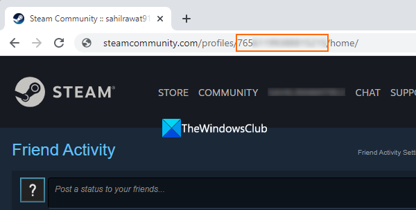 find steam id using browser address bar