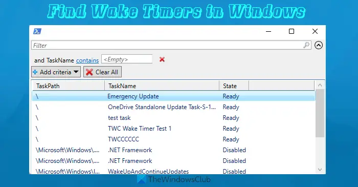 How to find Wake Timers in Windows 11/10