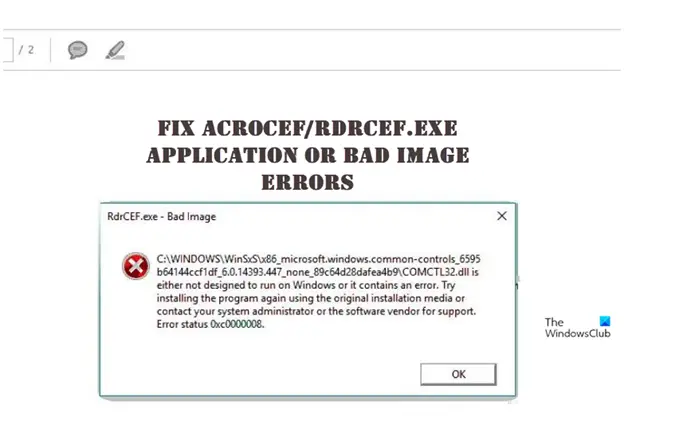 Fix AcroCEF/RdrCEF.exe Application or Bad Image Errors