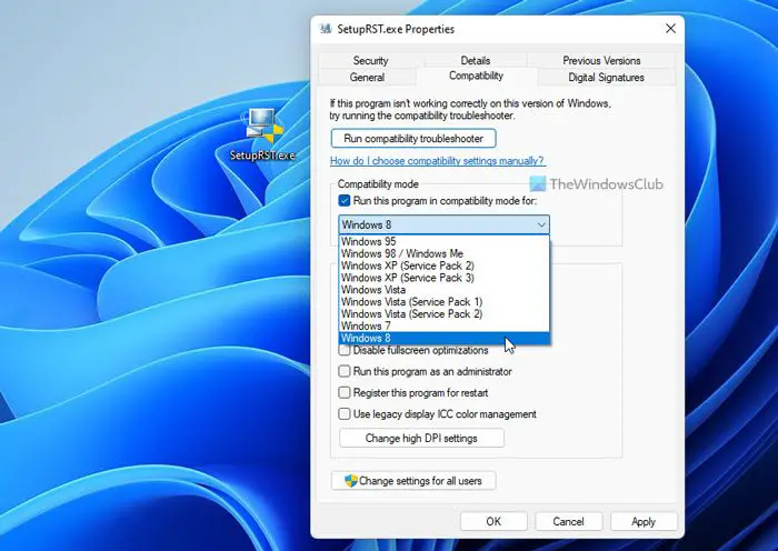 Le pilote de la technologie de stockage Intel Rapid ne s'installe pas sous Windows 11