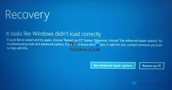 It looks like Windows didn’t load correctly in Windows 11/10