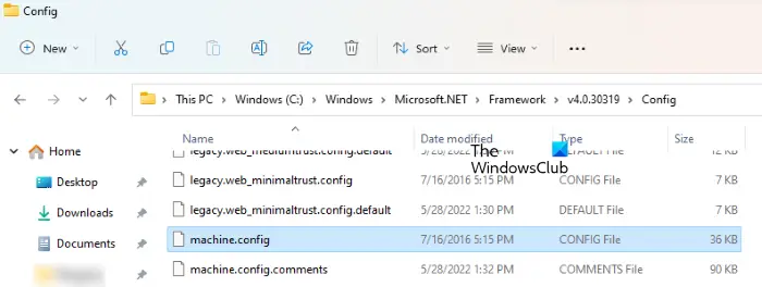 machine.config file location in Windows