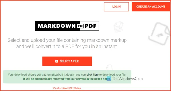 online Markdown to PDF tool