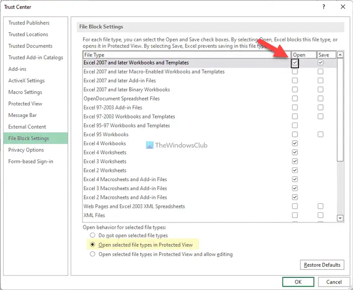How to open old Excel spreadsheets in Protected View