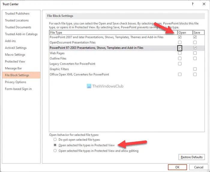 How to open old PowerPoint presentations in Protected View