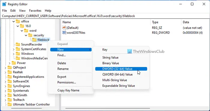 How to open old Word documents in Protected View using Registry