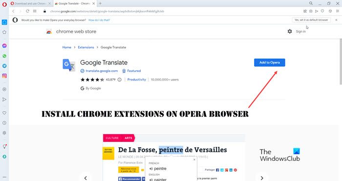 Install Chrome extensions on Opera browser