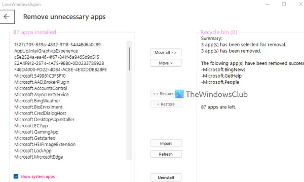 remove unnecessary apps windows 11