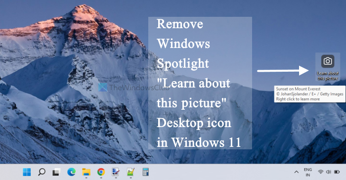 Remove Windows Spotlight Learn about this picture Desktop icon