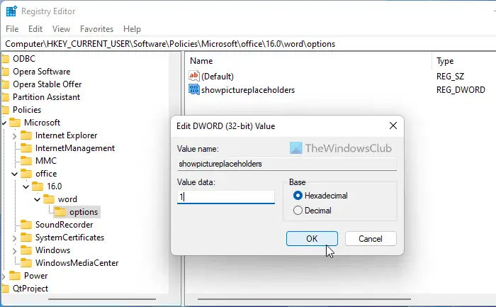 How to show or hide Picture Placeholders in Word