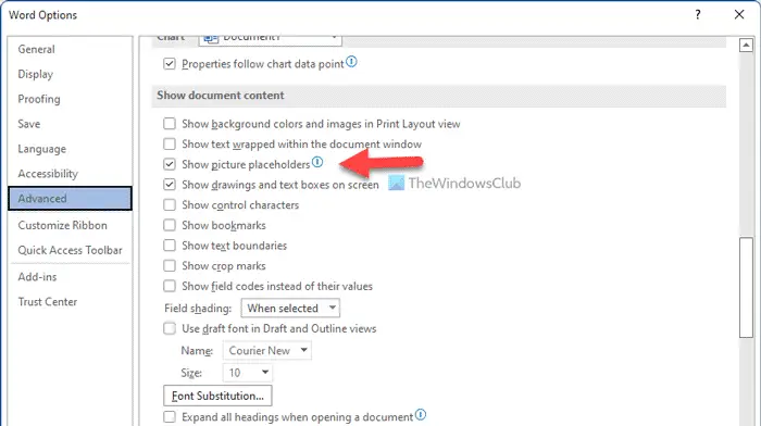 How to show or hide Picture Placeholders in Word
