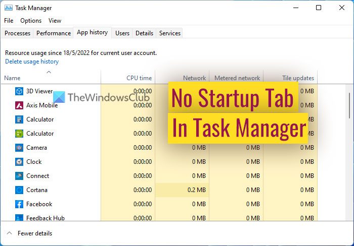 Startup Tab Missing From Task Manager In Windows 11 10