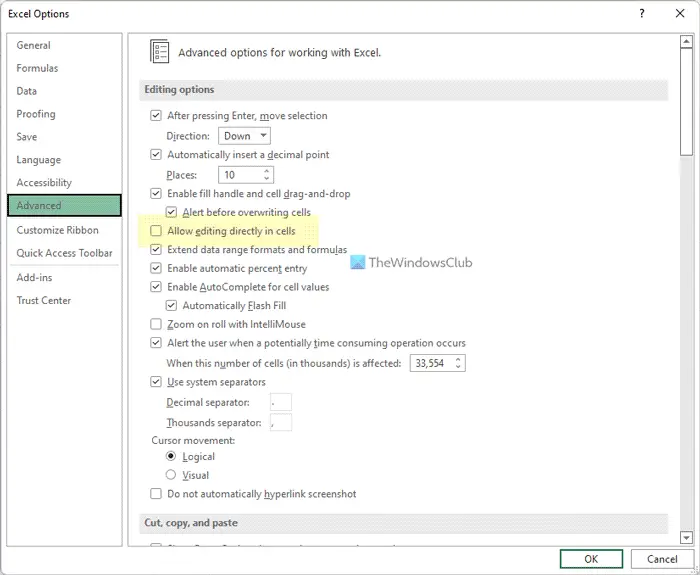 How to stop users from editing directly in cell in Excel