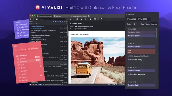 Vivaldi Mail is a powerful new email client built right into your Browser