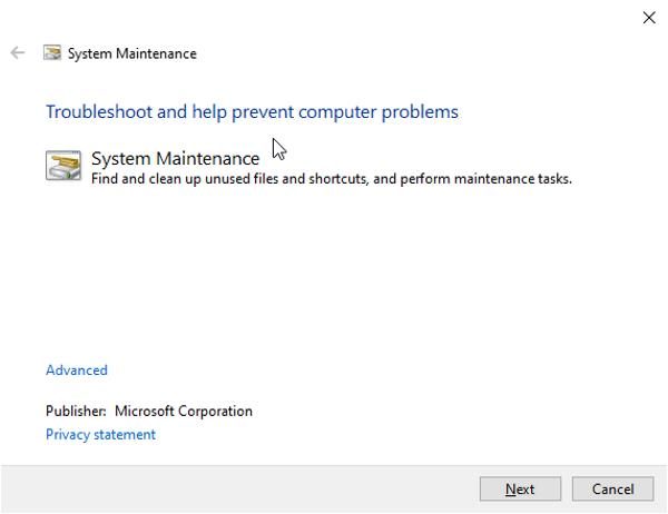 Windows troubleshooter