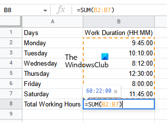 Add time in Google Sheets
