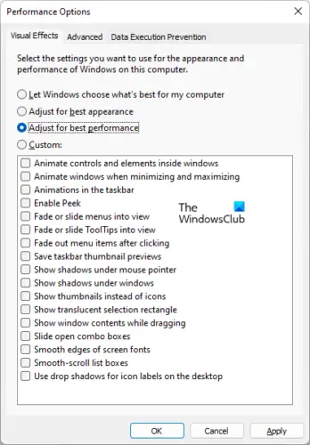 Adjust your PC for best performance