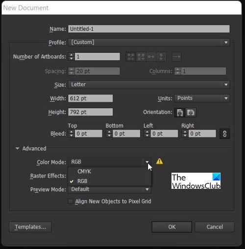 Adobe-Illustrator-Keeps-Changing-My-Colors-New-Doc-Option choose RGB