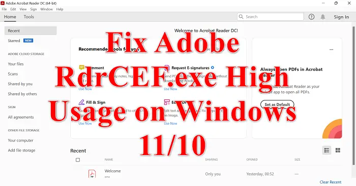 Fix Adobe RdrCEF.exe High Usage on Windows 11/10