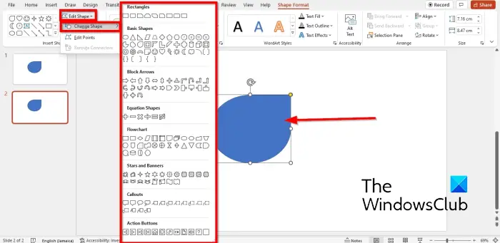 How to morph one shape into another shape in PowerPoint