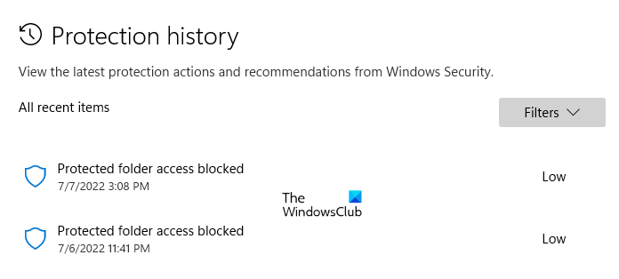 Change the time to clear Windows Security Protection History